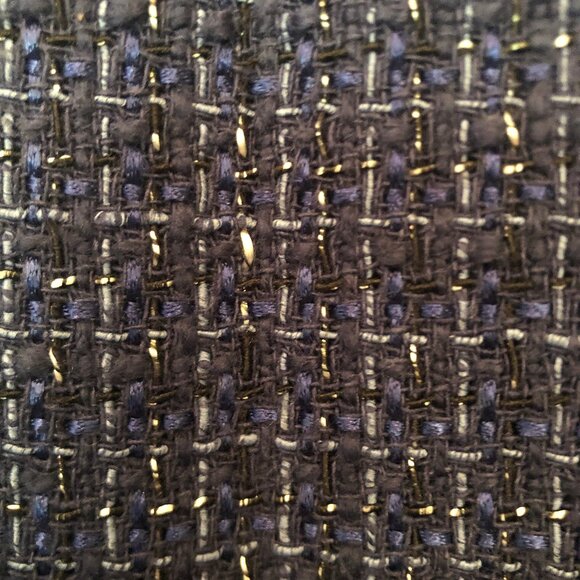 Boston Proper lined tweed shift dress--navy, off white, gold metallic sz 12 - Picture 5 of 13